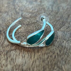 Silver hoops w/teal